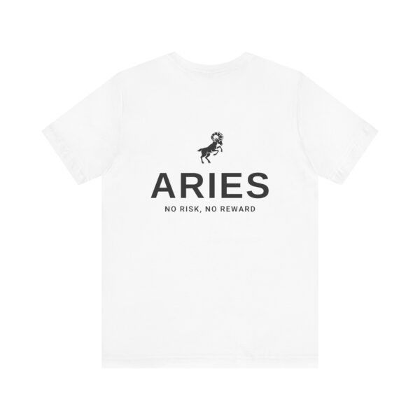 Minimalist Aries Zodiac T-Shirt with "No Risk, No Reward" - Unisex White Tee for Astrology Lovers - Image 3