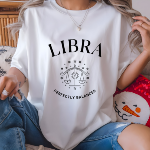 Minimalist Libra Zodiac T-Shirt - Unisex White Tee for Astrology Lovers