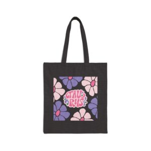 Taurus Zodiac Sign Black Cotton Canvas Tote Bag