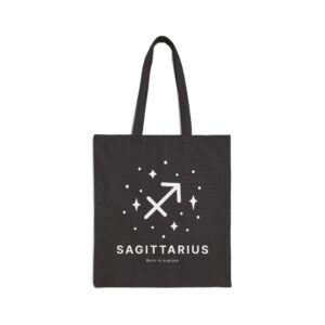 Black Cotton Canvas Tote Bag - Sagittarius Zodiac with 'Born to Explore'