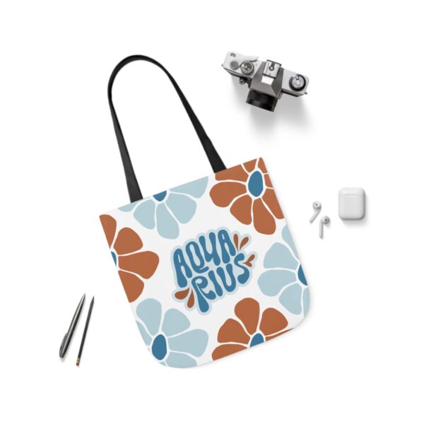 Beautiful Vintage Aquarius Zodiac Tote Bag – Aesthetic Floral Astrology Gift for Aquarius Women, Aquarius Birthday Present, Aquarius Sign Canvas Bag - Image 5