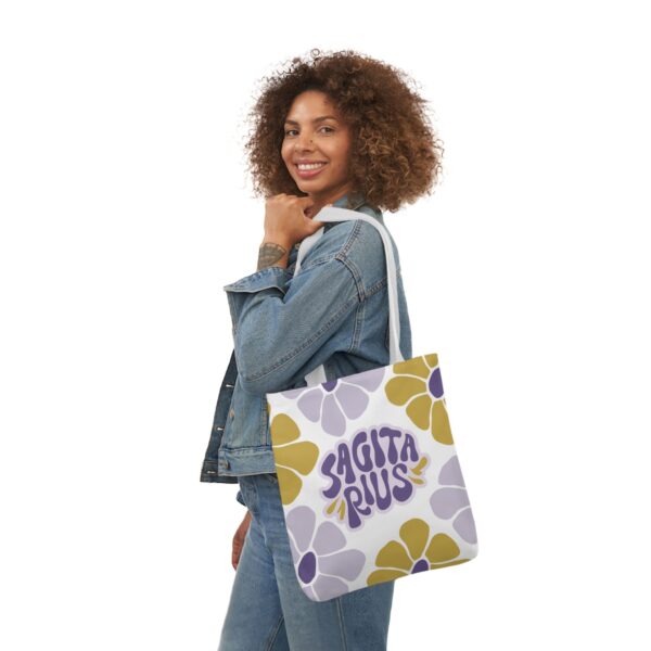 Beautiful Vintage Sagittarius Zodiac Tote Bag – Aesthetic Floral Astrology Gift for Sagittarius Women, Sagittarius Birthday Present, Sagittarius Sign Canvas Bag - Image 5