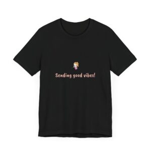 Sagittarius Girl T-Shirt – Cute Zodiac Tee, Astrology Gift, Fire Sign Shirt, 'Sending Good Vibes!' Minimalist Sagittarius Aesthetic