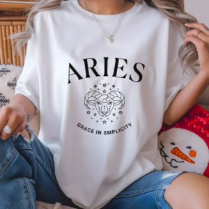 Minimalist Aries Zodiac T-Shirt - Unisex White Tee for Astrology Lovers