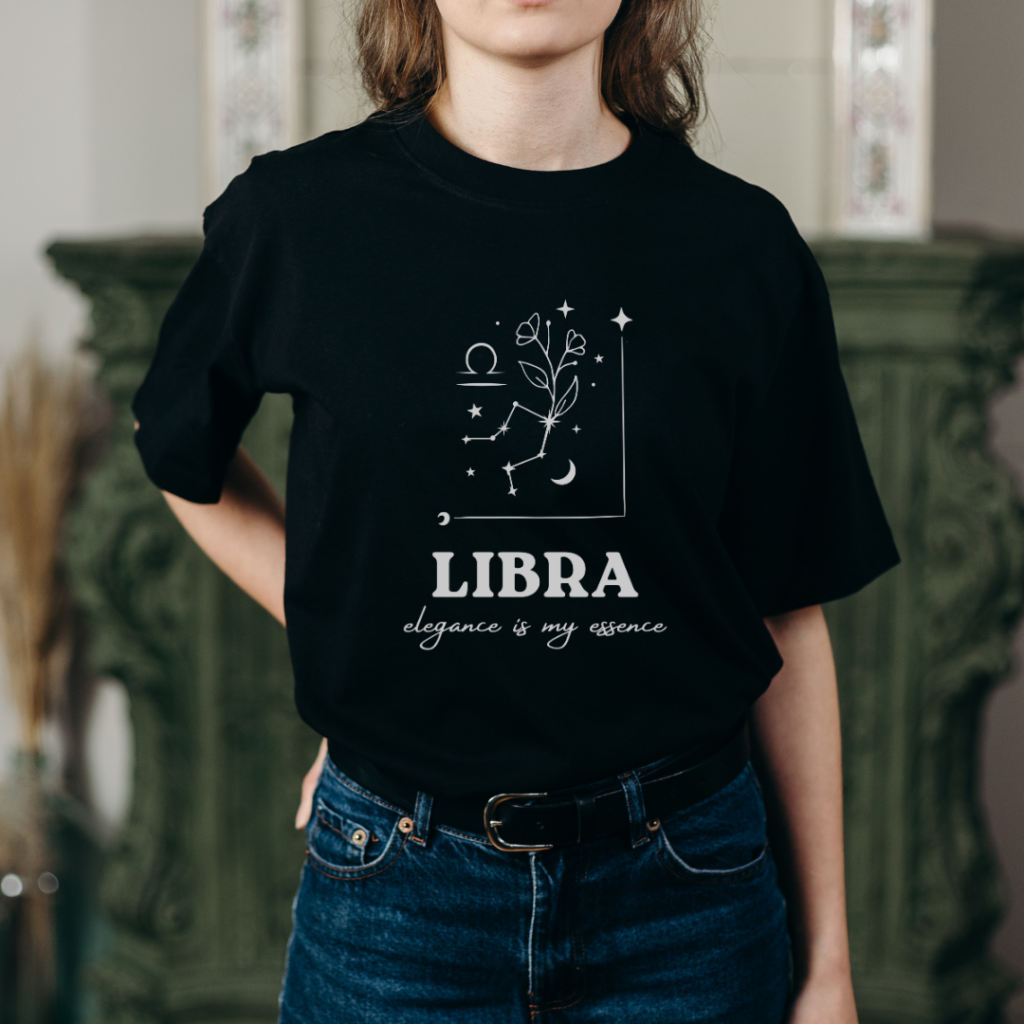 Custom Libra Zodiac Design T-shirt, Custom Tee, Astrology Lover Shirt, Stylish Trendy Oversized Tee, Stylish Gift, Personalized Gift