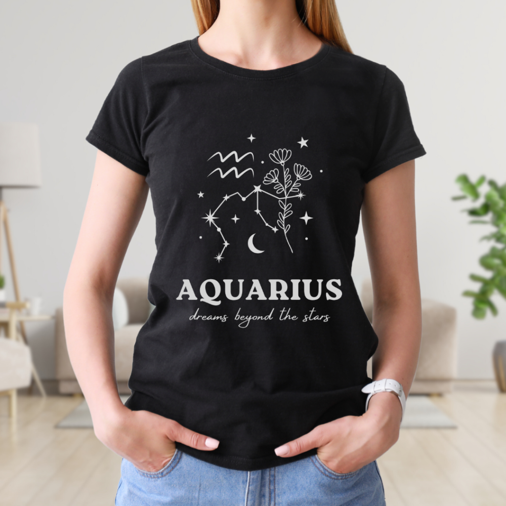 Custom Aquarius Zodiac Design T-shirt, Custom Tee, Astrology Lover Shirt, Stylish Trendy Oversized Tee, Stylish Gift, Personalized Gift