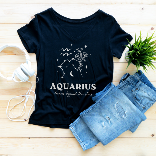 Custom Aquarius Zodiac Design T-shirt, Custom Tee, Astrology Lover Shirt, Stylish Trendy Oversized Tee, Stylish Gift, Personalized Gift - Image 2