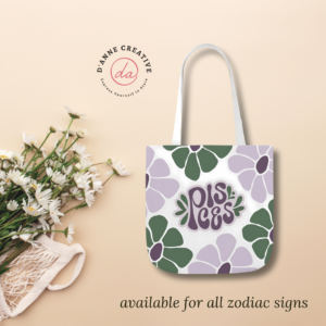 Beautiful Vintage Pisces Zodiac Tote Bag – Aesthetic Floral Astrology Gift for Pisces Women, Pisces Birthday Present, Pisces Sign Canvas Bag