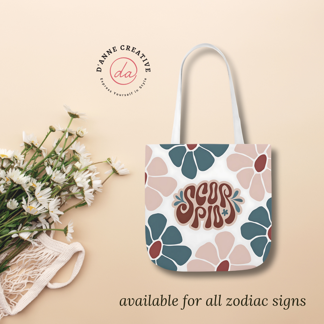 Beautiful Vintage Scorpio Zodiac Tote Bag – Aesthetic Floral Astrology Gift for Scorpio Women, Scorpio Birthday Present, Scorpio Sign Canvas Bag