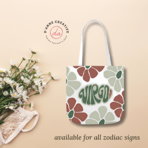 Beautiful Vintage Virgo Zodiac Tote Bag – Aesthetic Floral Astrology Gift for Virgo Women, Virgo Birthday Present, Virgo Sign Canvas Bag