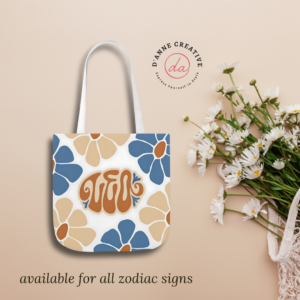 Beautiful Vintage Leo Zodiac Tote Bag – Aesthetic Floral Astrology Gift for Leo Women, Leo Birthday Present, Leo Sign Canvas Bag