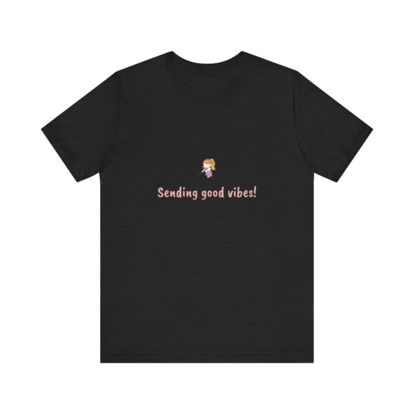 Sagittarius Girl T-Shirt – Cute Zodiac Tee, Astrology Gift, Fire Sign Shirt, 'Sending Good Vibes!' Minimalist Sagittarius Aesthetic - Image 4