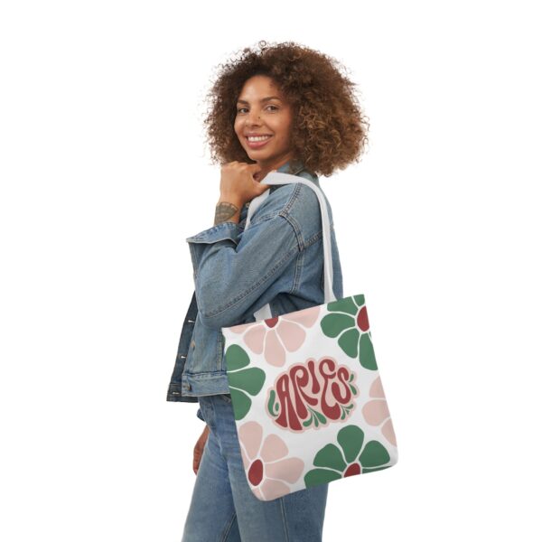 Beautiful Vintage Aries Zodiac Tote Bag – Aesthetic Floral Astrology Gift for Aries Women, Aries Birthday Present, Aries Sign Canvas Bag - Image 4